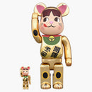 Bearbrick Beckoning Cat Peko Chan Gold Ploted 100% & 400% Set Gold