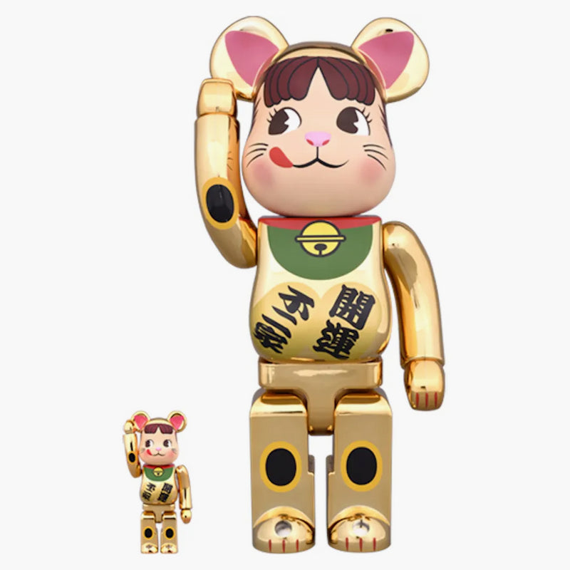 Bearbrick Beckoning Cat Peko Chan Gold Ploted 100% & 400% Set Gold