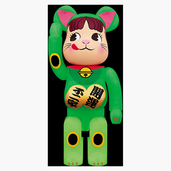 Bearbrick Beckoning Cat Peko Chan Luminous 100% & 400% Set White