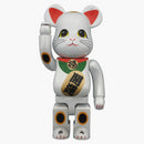 Bearbrick Beckoning Cat (White Plating) 400% White