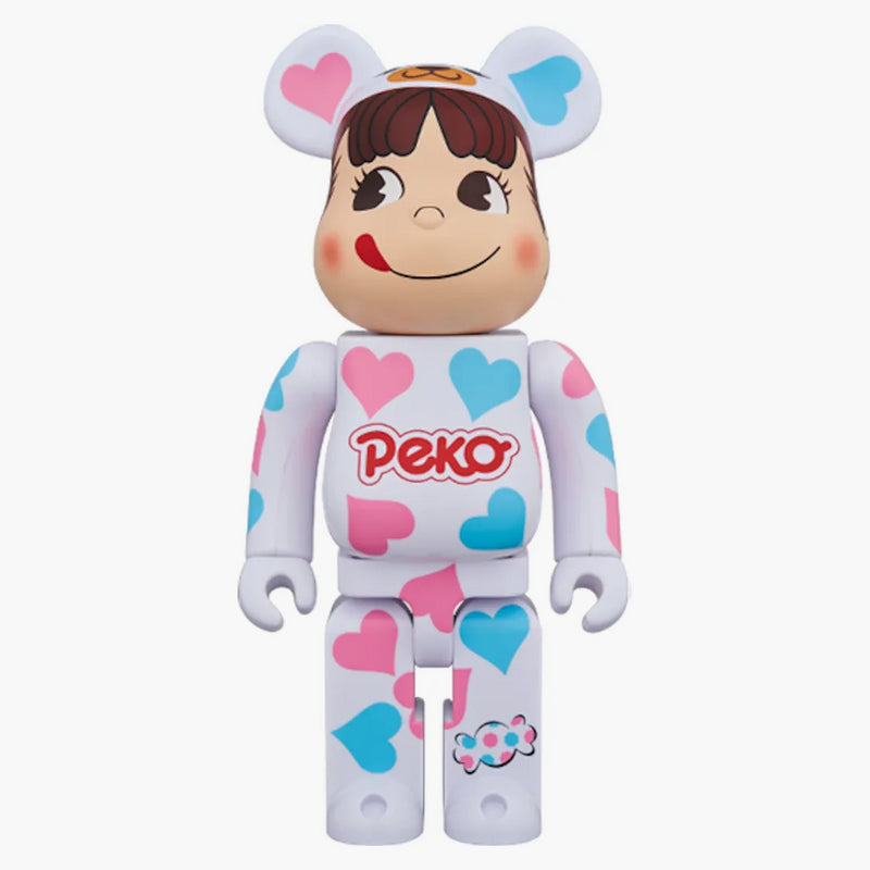 Bearbrick kostým peko-chan srdce 100% a 400% sada bílá