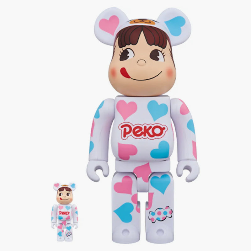 Bearbrick kostým peko-chan srdce 100% a 400% sada bílá