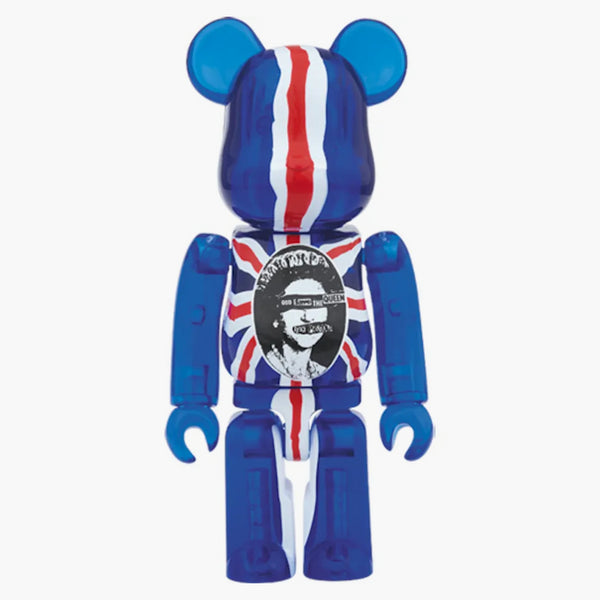 Bearbrick Bůh zachraňte královnu Clear Ver. 100% a 400% sada modrá