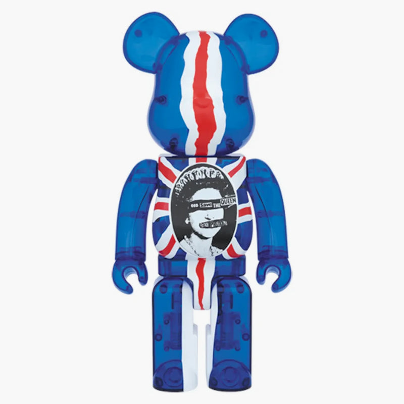 Bearbrick Bůh zachraňte královnu Clear Ver. 100% a 400% sada modrá