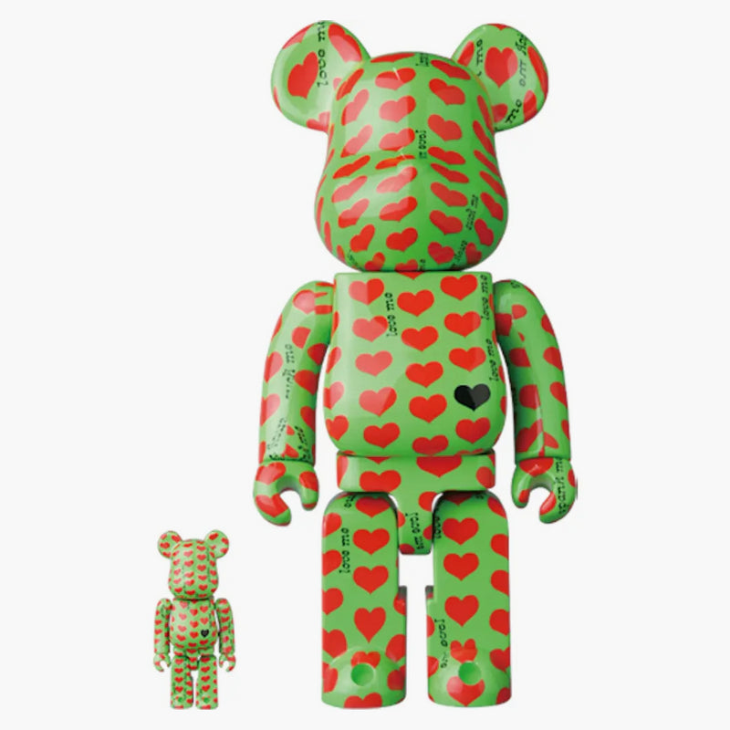 Bearbrick Green Heart 100% a 400% zelené
