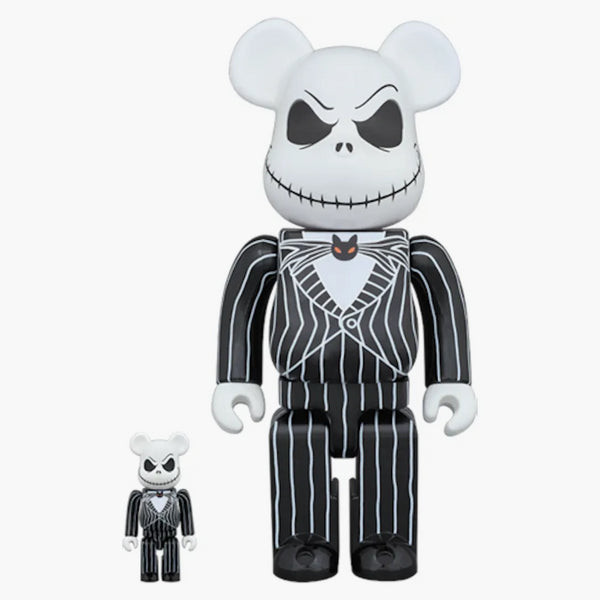 Bearbrick x Disney Tim Tim Burton's The Nightmare Before Christmas Jack Skellington 100% & 400% set Black