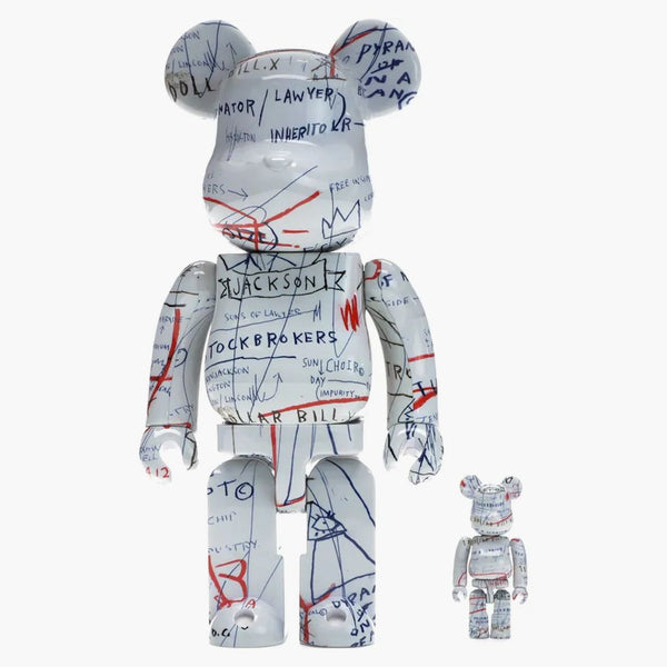 Bearbrick Jean-Michel Basquiat 2 100% a 400% sada bílá