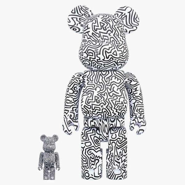 Bearbrick Keith Haring #4 100% a 400% sada bílá