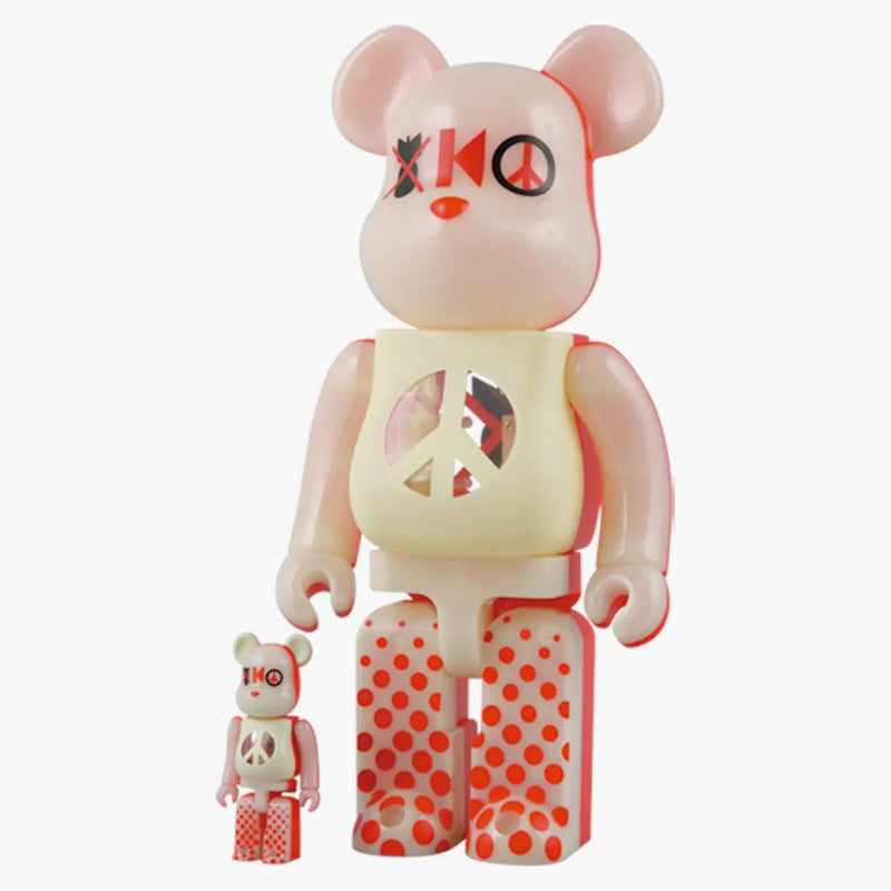 Kinetika Bearbrick (Glow in the Dark) 100% a 400% set růžová