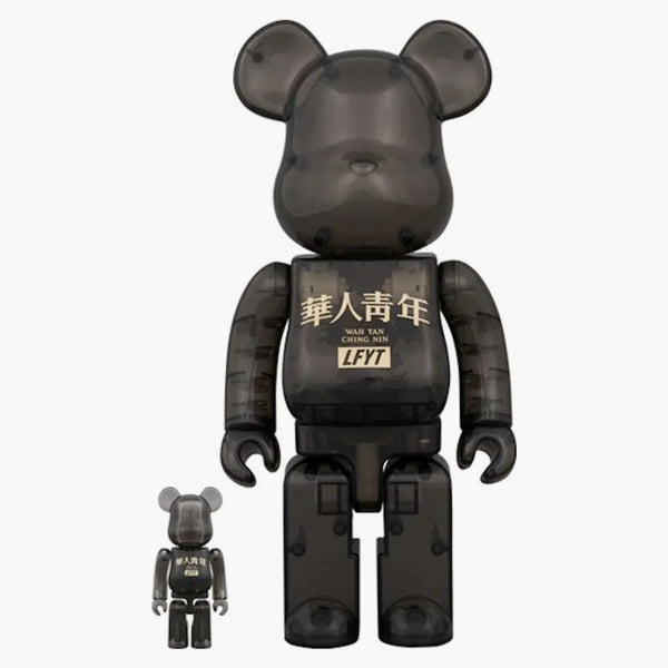 Bearbrick Lfyt x Kinesisk ungdom Wah Yan Ching Nin 100% & 400% Set Black/Clear