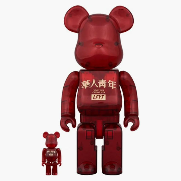 Bearbrick Lfyt x Kinesisk ungdom Wah Yan Ching Nin 100% & 400% Set Red/Clear