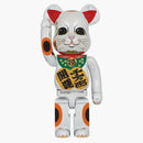 Bearbrick Lucky Cat Good Luck Ten Million Ryo 1000% Silver Plated