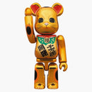 Bearbrick Lucky Cat Good Luck Ten Million Ryo 100% & 400% Set Gold Plated