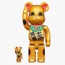 Bearbrick Lucky Cat Good Luck Ten Million Ryo 100% & 400% Set Gold Plated
