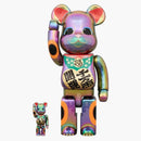 Bearbrick Lucky Cat Good Luck Ten Million Ryo Black Transparent Plating 100% & 400% set