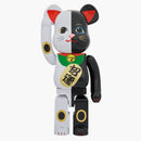Bearbrick Lucky Cat Money Luck White X Bendición Black 1000