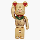 Bearbrick Lucky Cat Oval Good Luck Gold Plated 1000%
