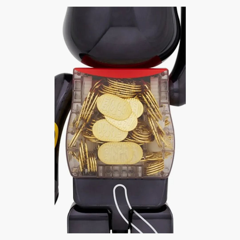 Bearbrick Lucky Cat Oval Oval dieci milioni di ryo nero placcato il 1000%