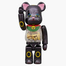 Bearbrick Lucky Cat Oval Ten Million Ryo Black Plated 100% & 400% Set