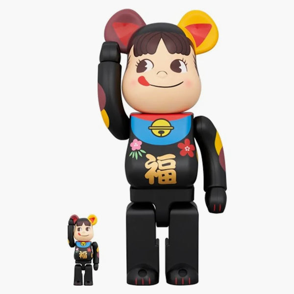 Bearbrick Lucky Cat Peko-chan fuku 100% a 400% sada černá