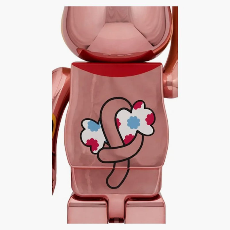 Bearbrick Lucky Cat Peko-chan peníze štěstí 1000% broskvové zlato