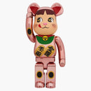 Bearbrick Lucky Cat Peko-Chan Money Luck 1000% Peach Gold
