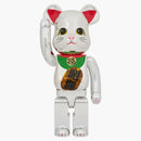 Bearbrick Lucky Cat Silver Plated Luminous 10