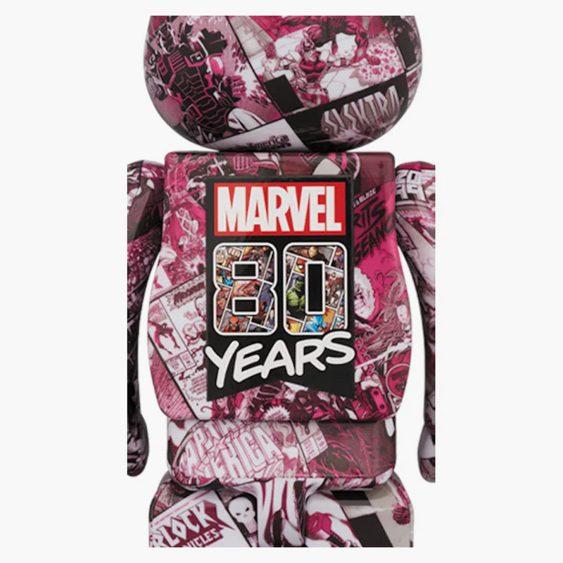 Bearbrick Marvel 80. výročí 100% a 400% nastaveno červené multicolor