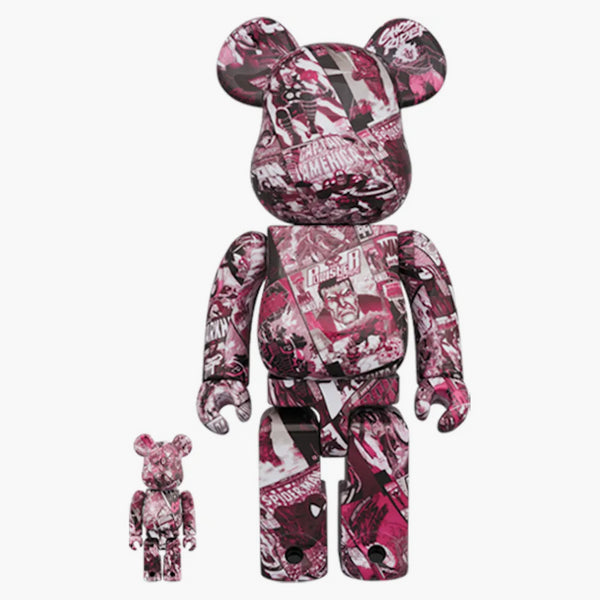 Bearbrick Marvel 80. výročí 100% a 400% nastaveno červené multicolor