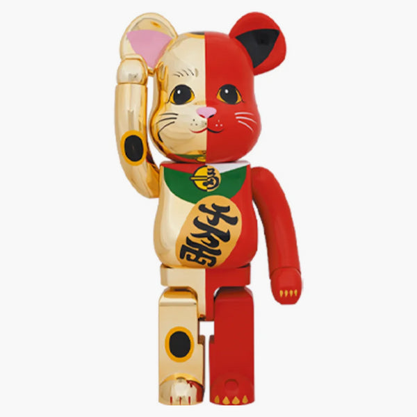 Bearbrick Maneki Neko 1000% oro/rosso
