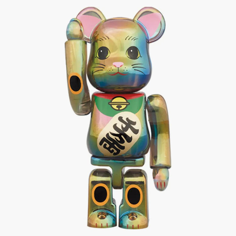 Bearbrick Maneki Neko 100% a 400% nastaveno černé transparentní pokovování