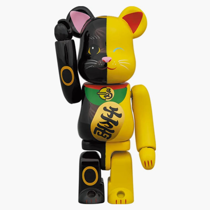 Bearbrick Maneki Neko 100% & 400% sada černá/žlutá