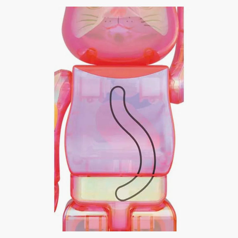 Bearbrick Maneki Neko 100% a 400% nastaveno růžové transparentní pokovování