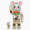 Bearbrick Maneki Neko 100% & 400% Set Transparent Plating