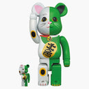 Bearbrick Maneki Neko 100% & 400% Set White/Green