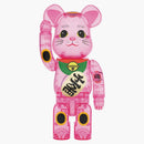 Bearbrick Maneki Neko 400% pink transparent