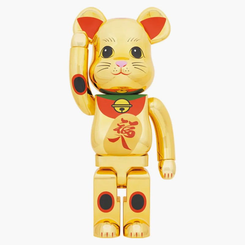 Bearbrick Maneki Neko Fukuiri 1000% Gold Plaked