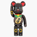Bearbrick Maneki Neko Gold Luck 1000% Black Plated