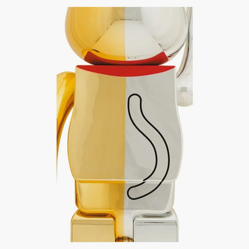 Bearbrick Maneki Neko Buona fortuna argento x dieci milioni di oro 1000% argento/oro