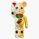 Bearbrick Maneki Neko Good Luck Silver X Ten Million Gold 1000% Silver/Gold