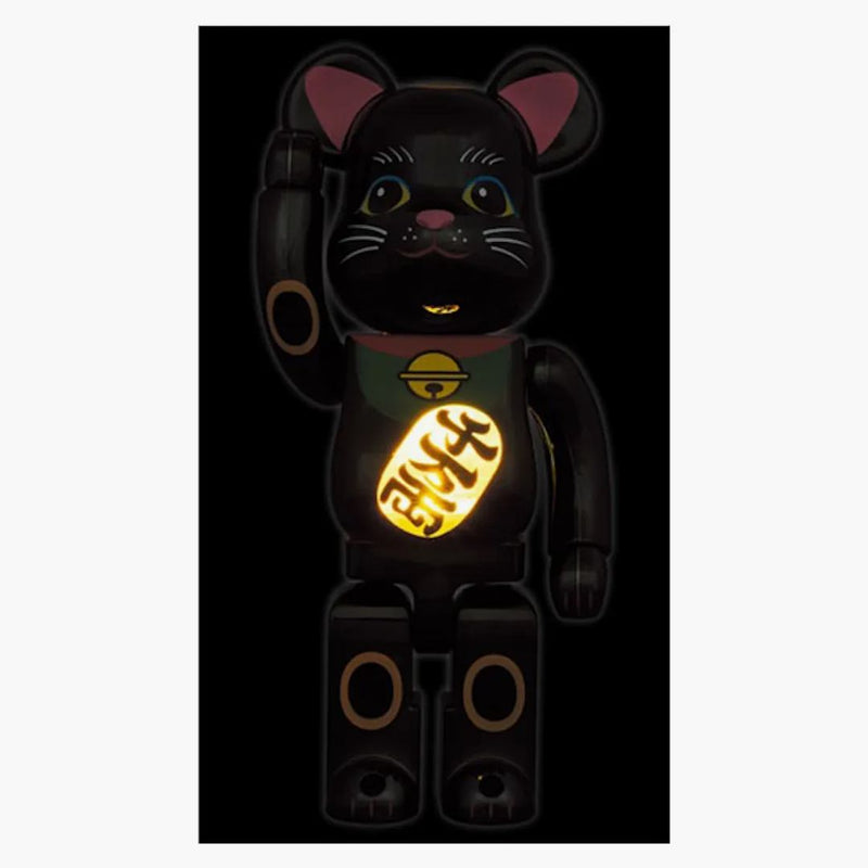 Bearbrick Maneki Neko Luminous 400% czarny plated