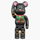 Bearbrick Maneki Neko Luminous 400% Black chapado