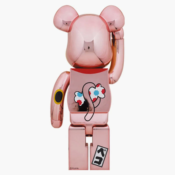 Bearbrick Maneki Neko Peko-chan 1000% Peach Gold placcato