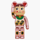 Bearbrick Maneki Neko Peko-chan 1000% Peach Gold Plated