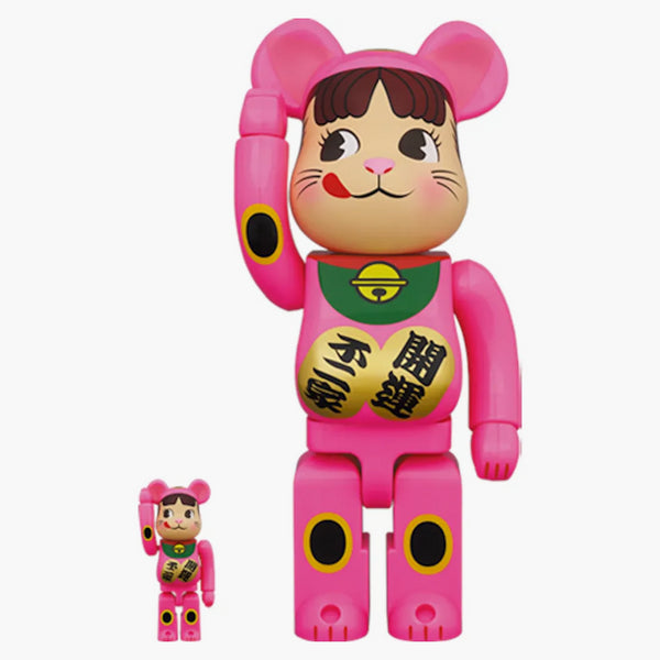 Bearbrick Maneki Neko Peko-Chan 100% & 400% Set Flure Cent Pink
