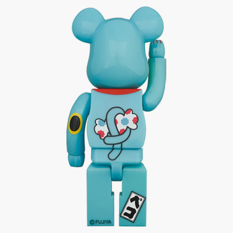 Bearbrick Maneki Neko Peko-chan Blue Liinoso 100% e 400% Set