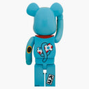 Bearbrick Maneki Neko Peko-chan modrá fosforescence 1000%