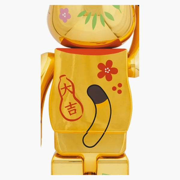 Bearbrick Maneki Neko Peko-Chan Fuku 1000% Gold Plaked