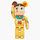 Bearbrick Maneki Neko Peko-Chan Fuku 1000% Gold Plated