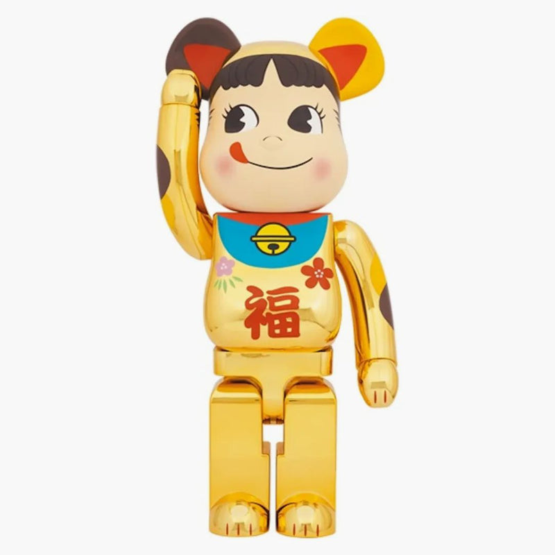 Bearbrick Maneki Neko Peko-Chan Fuku 1000% Gold Plaked